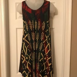 Green & Red Grains Batik Tie-Dye Dress - OS